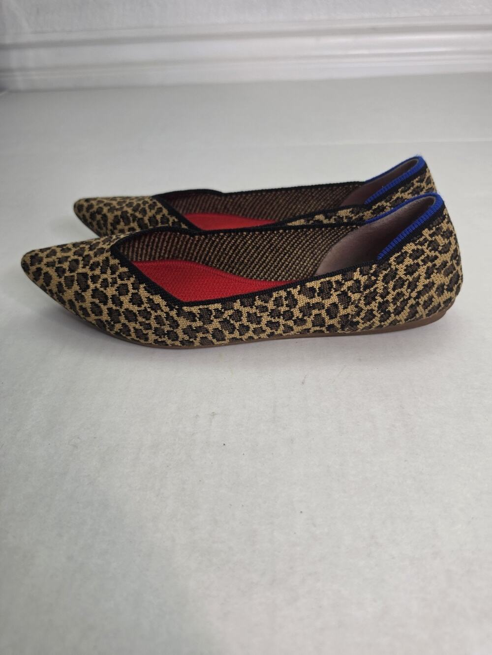 ROTHY'S The Point Little Cat Animal Print Flats Women's 8 Minimal Comfy Office